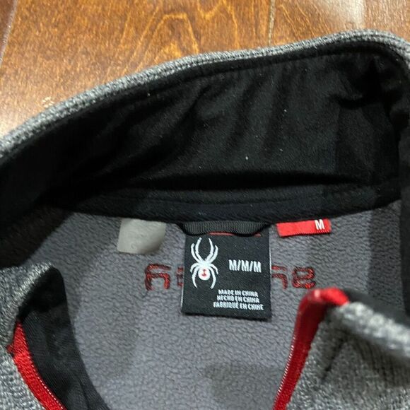 Spyder Athletic Fit Full Zip Ski Snow Sweatshirt Grey Black Red Mens Size Medium - Picture 7 of 10